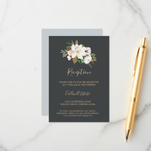 Elegant Magnolia   Black Reception Insert Card