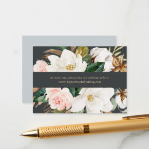 Elegant Magnolia   Black Wedding Website Enclosure Card