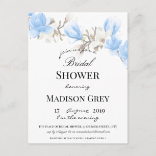 Elegant Magnolia Blossom Bridal Shower Invitation Postcard