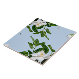 Elegant Magnolia Blossom Decorative Ceramic Tile