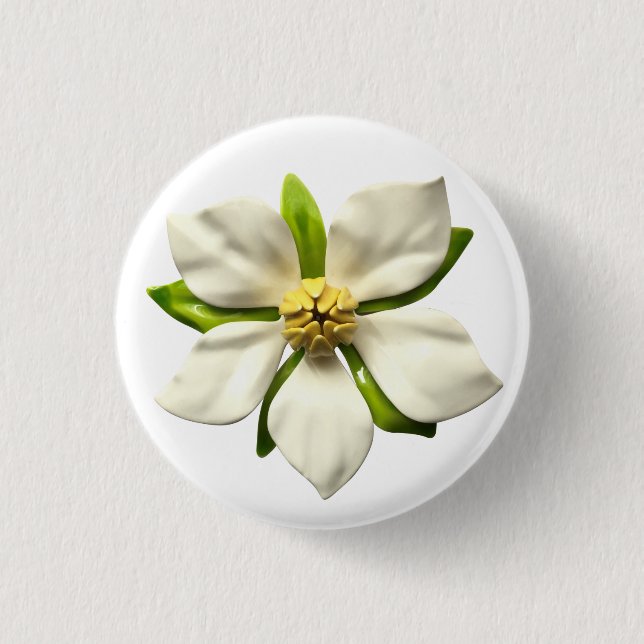 Elegant Magnolia Blossom Flower Spring Wedding MCM 1 Inch Round Button (Front)