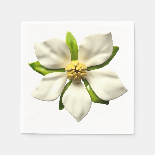 Elegant Magnolia Blossom Flower Spring Wedding Napkin (Front)