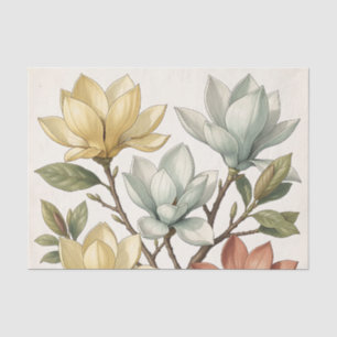 Elegant Magnolia Blossoms Cream Yellow Terracotta  Tissue Paper