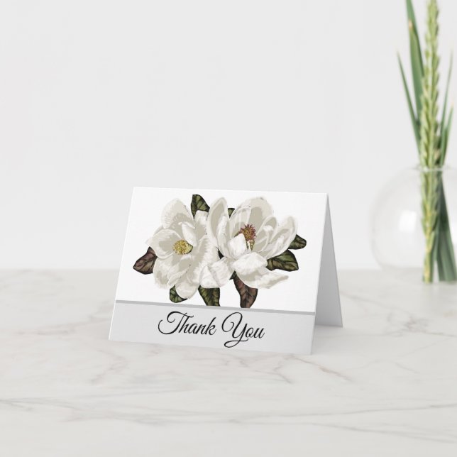 Elegant Magnolia blossoms Thank You Card (Front)