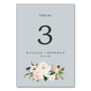 Elegant Magnolia   Blue Grey Table Number