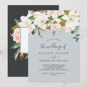 Elegant Magnolia   Blue Grey The Wedding Of Invitation