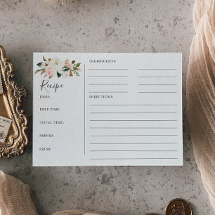 Elegant Magnolia Blush Bridal Shower Recipe Cards