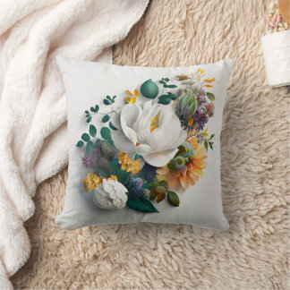 Elegant Magnolia | Blush Monogrammed  Throw Pillow