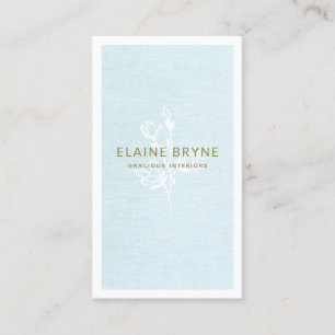 Elegant Magnolia Branch Pastel Blue Floral Business Card