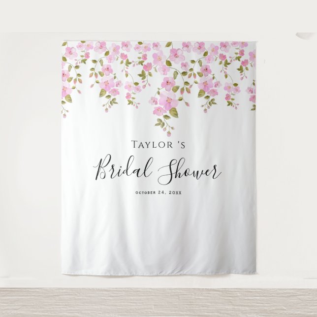Elegant Magnolia Bridal Shower Backdrop Tapestry (Front)