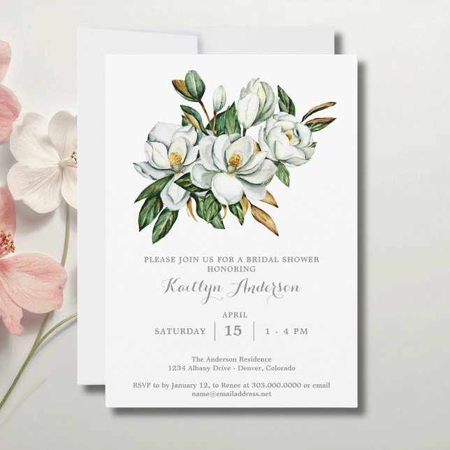 Elegant Magnolia Bridal Shower  Invitation (Creator Uploaded)
