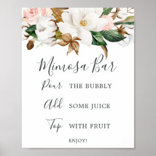 Elegant Magnolia Bridal Shower Mimosa Bar Sign