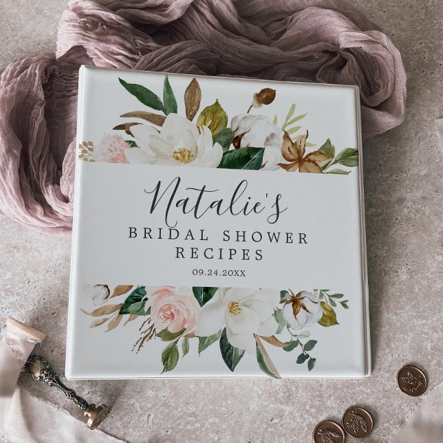 Elegant Magnolia Bridal Shower Recipe Organizer Binder (Creator Uploaded)