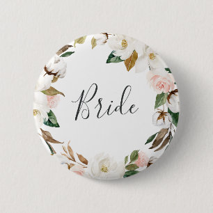 Elegant Magnolia Bride Bridal Shower 2 Inch Round Button