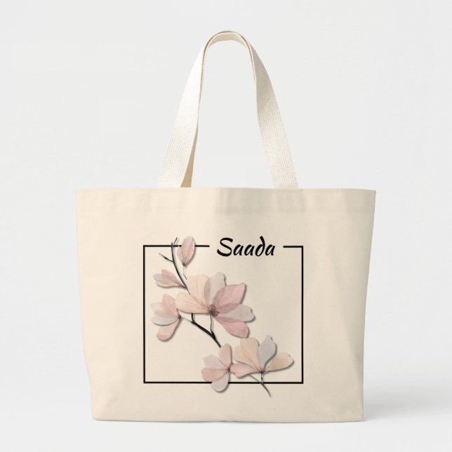 Elegant Magnolia Canvas Tote Bag (Front)