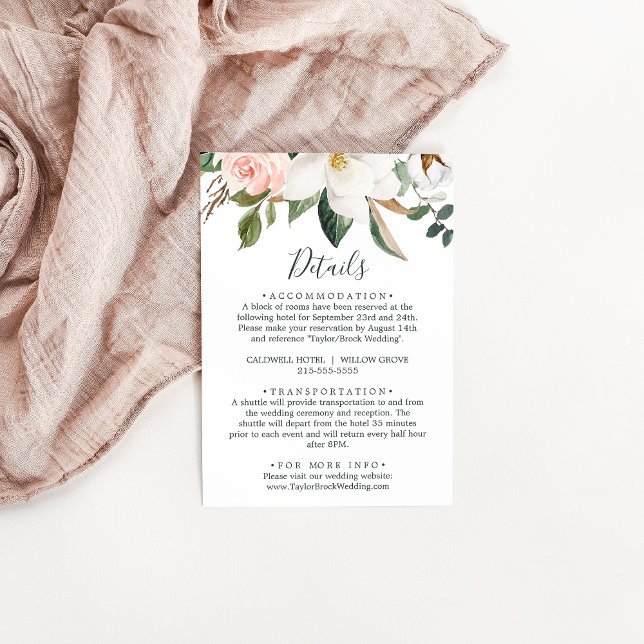 Élégant Magnolia | Carte de boîtier Détails blanc (Créateur téléchargé)