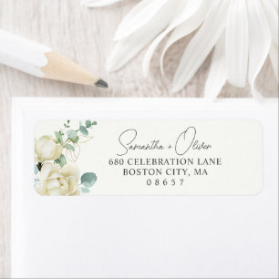 Elegant Magnolia Eucalyptus Script Adresse de reto