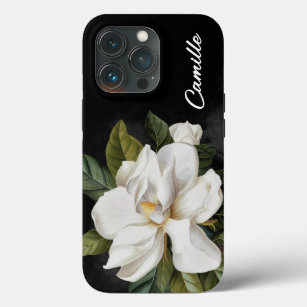 Elegant Magnolia Floral Personalized  iPhone 13 Pro Case