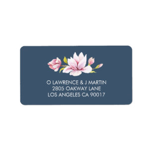 Elegant Magnolia Floral Watercolor Label