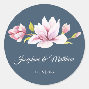 Elegant Magnolia Floral Wedding Stickers