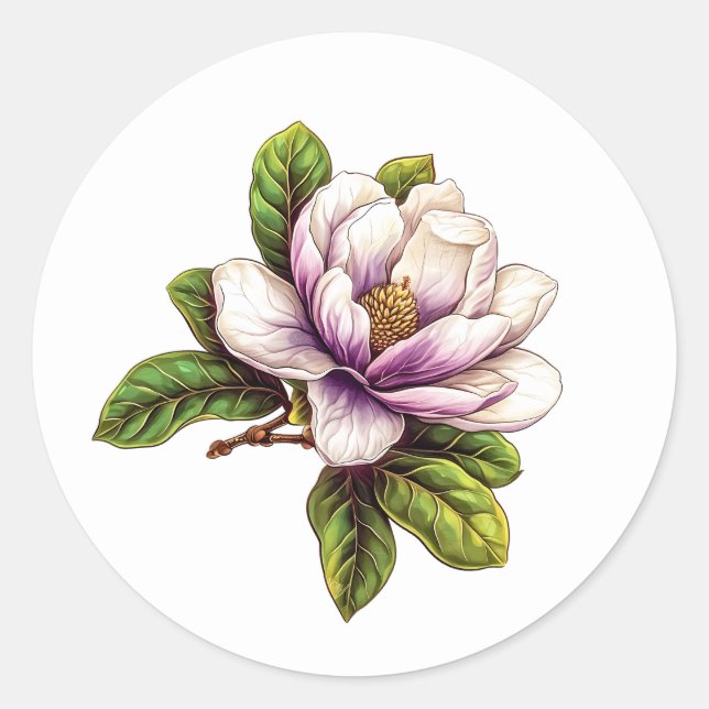 Elegant Magnolia Flower Sticker Set (Front)