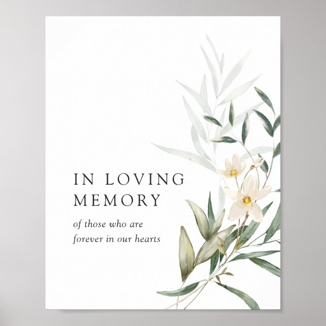 Elegant Magnolia Greenery Wedding In Loving Memory Poster (Front)