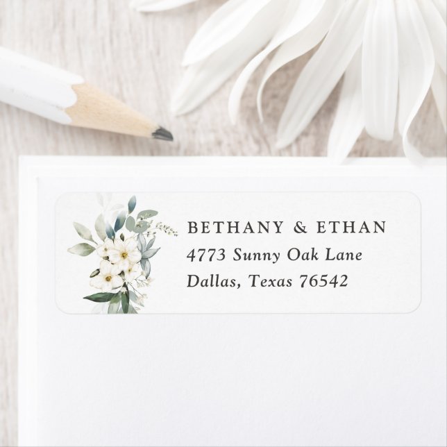Elegant Magnolia Greenery Wedding Return Address (Insitu)