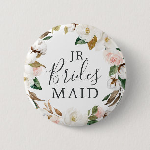 Elegant Magnolia Jr. Bridesmaid Bridal Shower 2 Inch Round Button