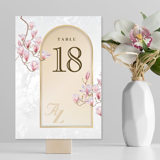 Elegant Magnolia Mariage de table carte numéro (Créateur téléchargé)