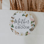 Elegant Magnolia Mother of the Groom Bridal Shower 2 Inch Round Button<br><div class="desc">This elegant magnolia mother of the groom bridal shower button is perfect for a modern classy wedding shower. The soft floral design features watercolor blush pink peonies,  stunning white magnolia flowers and cotton with gold and green leaves in a luxurious arrangement.</div>
