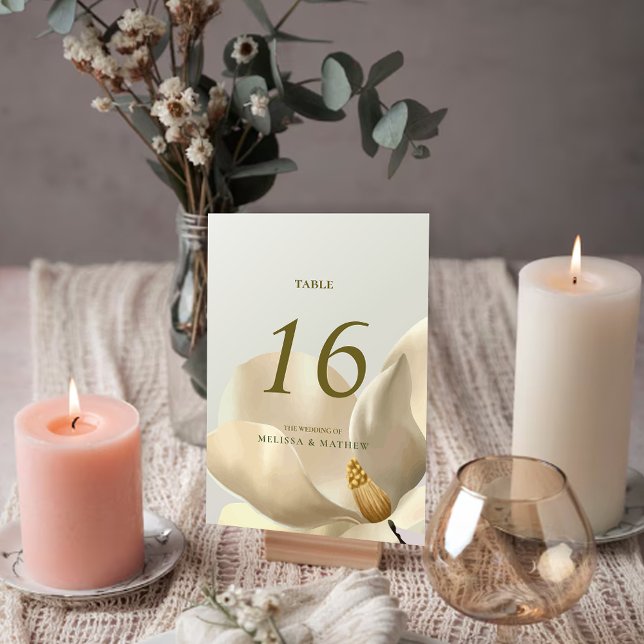 Élégant Magnolia Orientale Mariage Numéro de table (Elegant Oriental Magnolia Wedding Table Number)