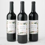 Elegant Magnolia | Pairs Well Bridesmaid Proposal Wine Label<br><div class="desc">This elegant magnolia pairs well bridesmaid proposal wine label is perfect for a modern classy wedding. The soft floral design features watercolor blush pink peonies, stunning white magnolia flowers and cotton with gold and green leaves in a luxurious arrangement. Customize the wine bottle labels with the name of the bride....</div>