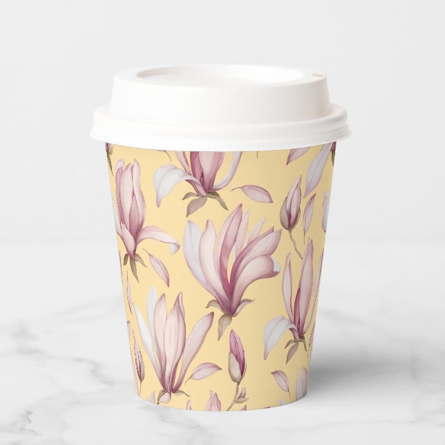 Elegant Magnolia Paper Cups (Front)