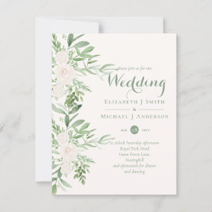 Elegant Magnolia Sage Floral Wedding Invitation