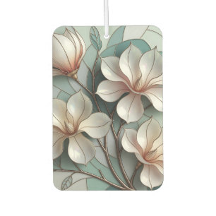 Elegant Magnolia Stained Glass Floral Mosaic Art Air Freshener