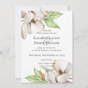 Elégant Magnolia Watercolor Invitation