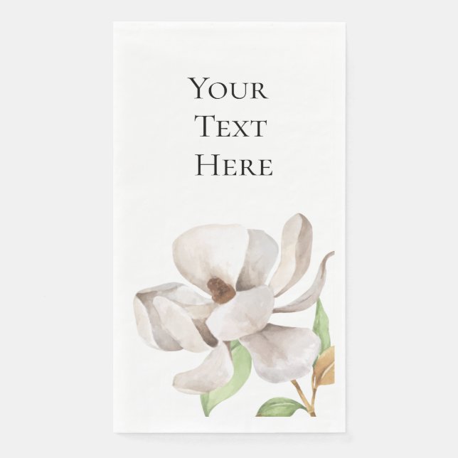 Elegant Magnolia Watercolor Paper Guest Towel Napkin (Front)