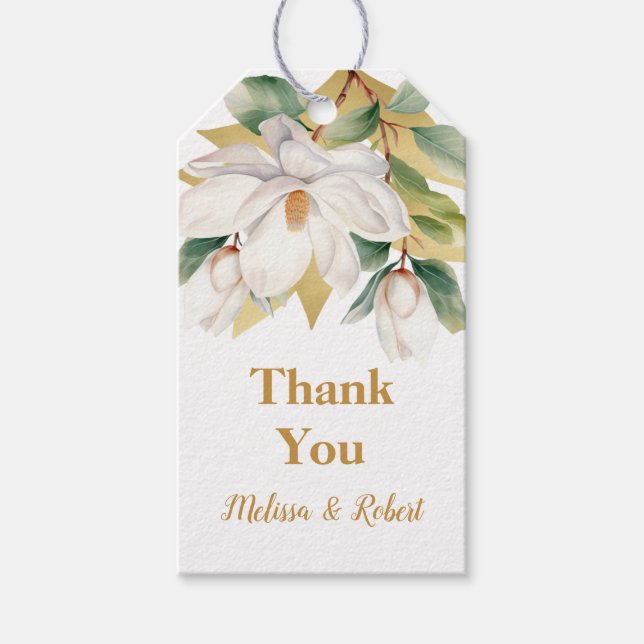 Elegant Magnolia Wedding Favour Tags (Front)