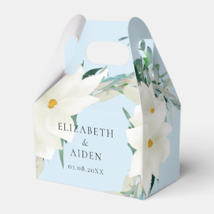Elegant Magnolia Wedding Light-Blue Favor Box