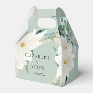 Elegant Magnolia Wedding Sage Green Favor Box