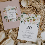 Elegant Magnolia | White and Blush 30th Birthday Invitation<br><div class="desc">This elegant magnolia white and blush 30th birthday invitation is perfect for a modern classy event. The soft floral design features watercolor blush pink peonies, stunning white magnolia flowers and cotton with gold and green leaves in a luxurious arrangement. Personalize the back of the card with the name of the...</div>