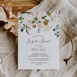 Elegant Magnolia | White and Blush Lingerie Shower Invitation<br><div class="desc">This elegant magnolia white and blush lingerie shower invitation is perfect for a modern classy wedding shower. The soft floral design features watercolor blush pink peonies, stunning white magnolia flowers with gold and green leaves in a luxurious arrangement. Personalize the back of the card with the name of the guest...</div>