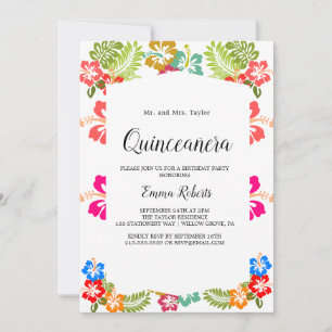 Elegant Magnolia   White and Blush Quinceañera  Invitation