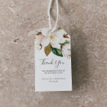 Elegant Magnolia | White and Blush Thank You Favou Gift Tags<br><div class="desc">These elegant magnolia white and blush thank you favour gift tags are perfect for a modern classy wedding. The soft floral design features watercolor blush pink peonies, stunning white magnolia flowers and cotton with gold and green leaves in a luxurious arrangement. Personalize the labels with your names and the date....</div>