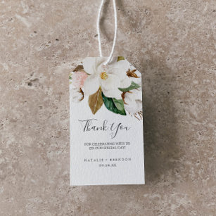 Elegant Magnolia   White and Blush Thank You Favou Gift Tags