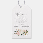 Elegant Magnolia | White and Blush Wedding Welcome Gift Tags (Front)