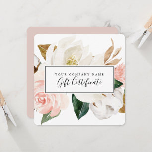 Elegant Magnolia   White & Blush Gift Certificate  Invitation