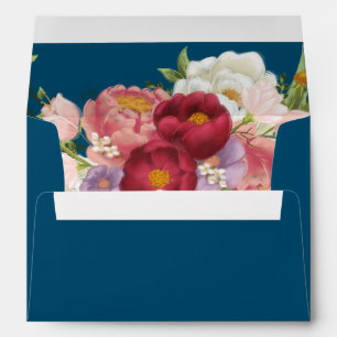 Elegant Magnolia White & Blush  Wedding Envelope