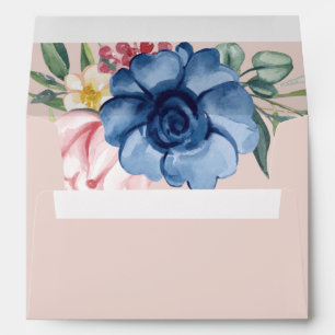 Elegant Magnolia White & Blush  Wedding Envelope