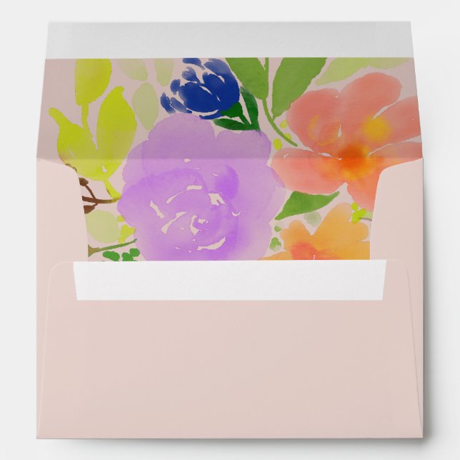 Elegant Magnolia White & Blush  Wedding Envelope (Back (Bottom))